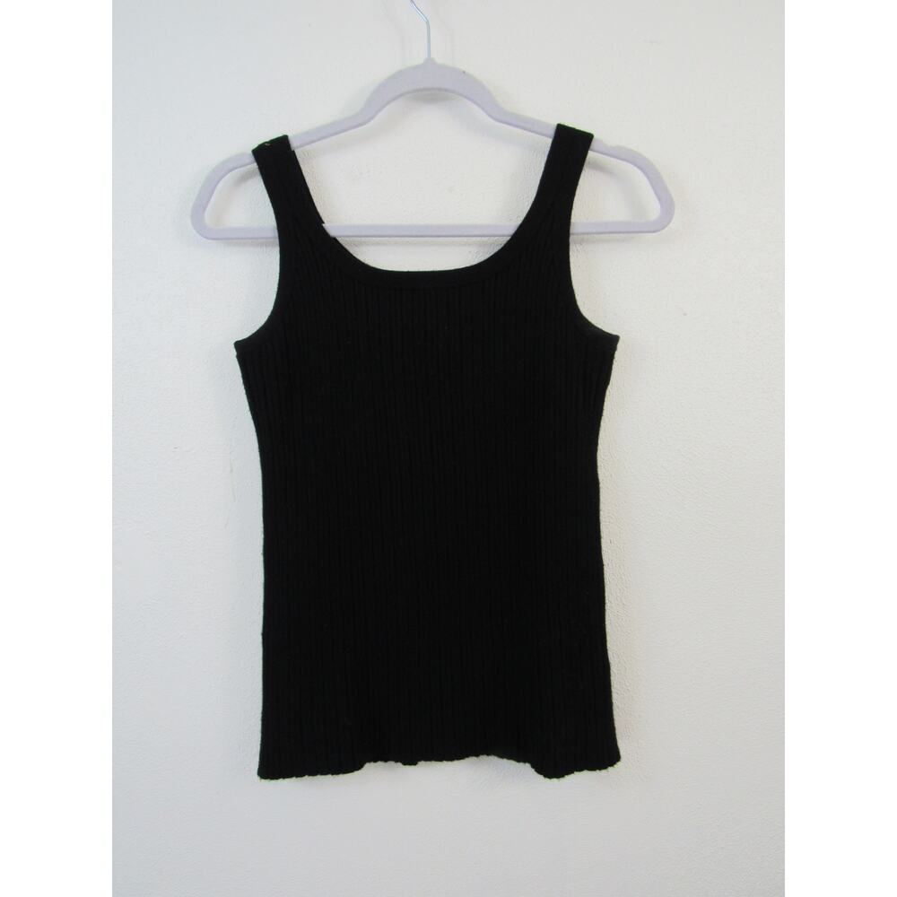MM. Lafleur Medium Wool Blend Black Ribbed Knit Tank Top Stretch Elevated Basics